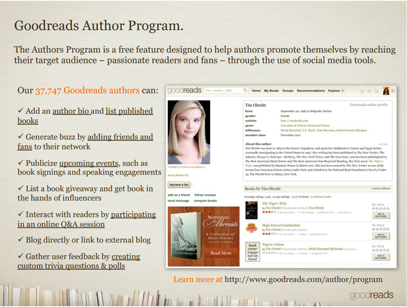 sign up for the goodreads author program