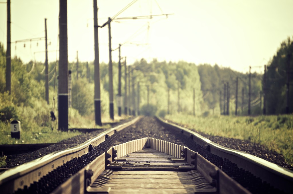 train track into the horizon