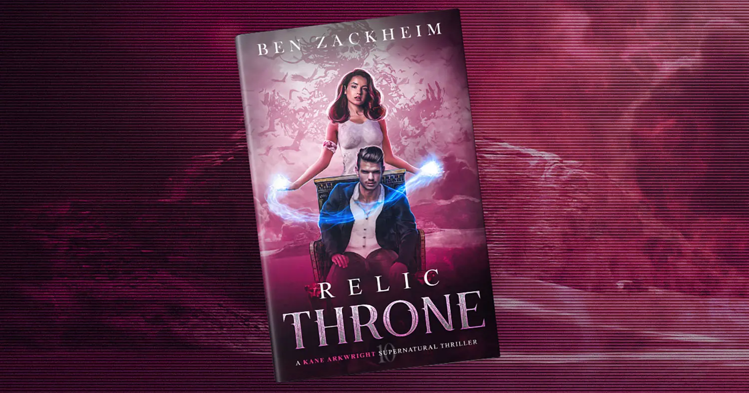 Urban Fantasy Supernatural Thriller eBook cover shows Rebel standing over Kane who sits on a throne from Egypt. Her spell's light surrounds him protectively.
